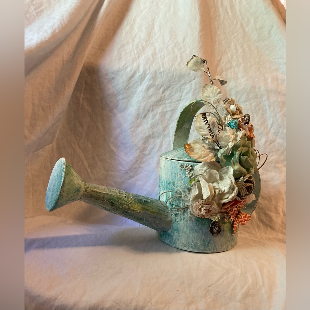 Handmade mixed media watering can